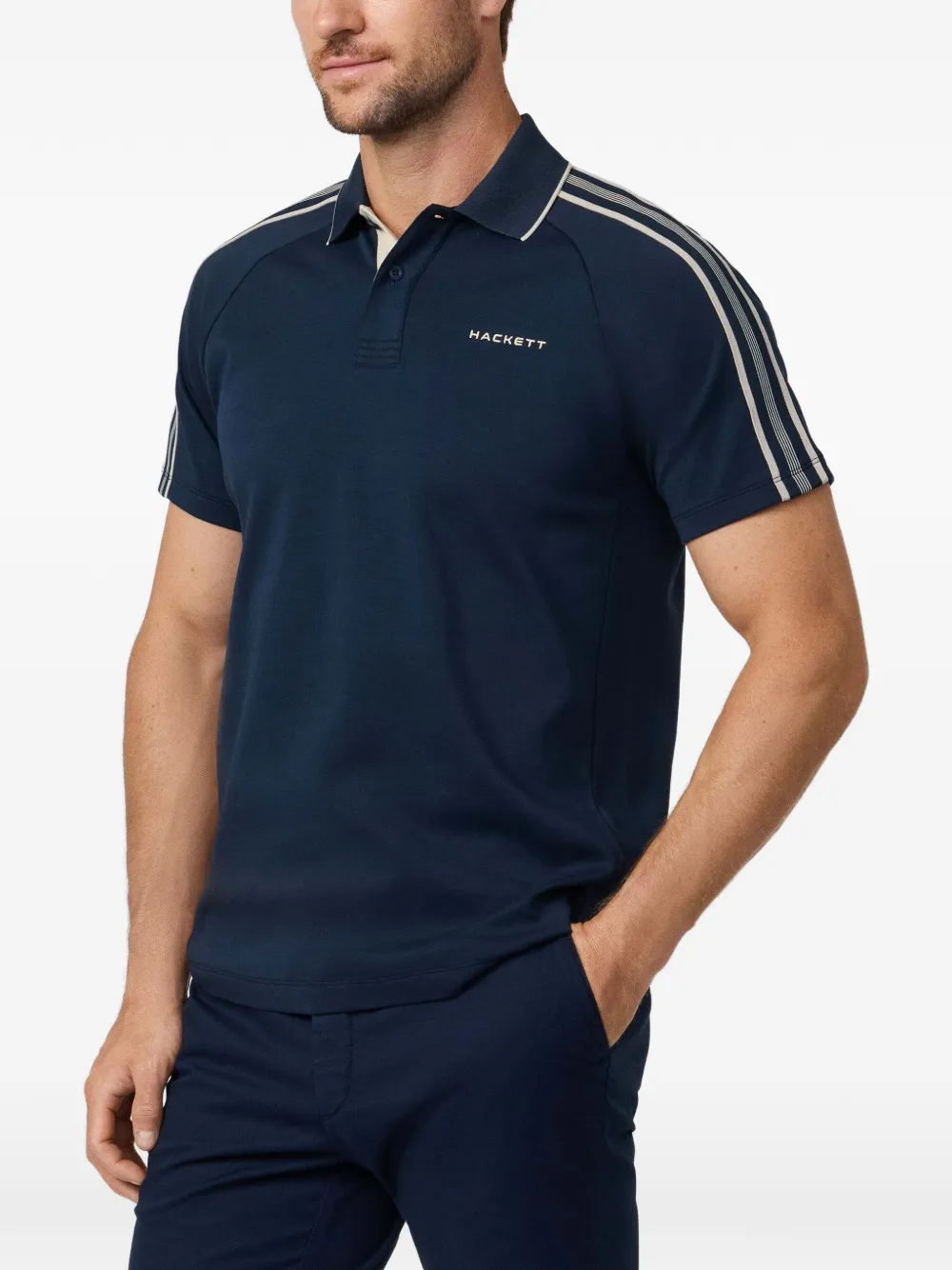 Hackett London Poloshirt met geborduurd logo Blauw