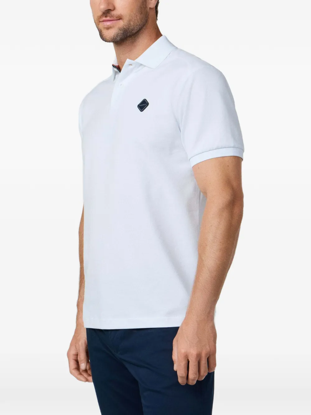Hackett London Poloshirt met gestreepte bies en logopatch Wit