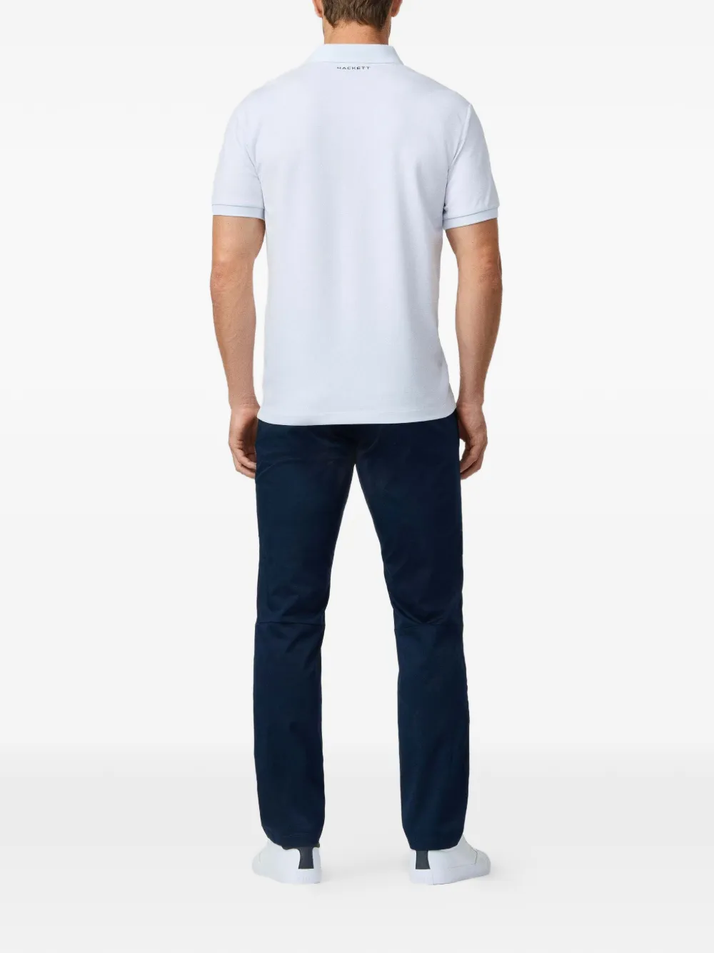 Hackett London Poloshirt met gestreepte bies en logopatch Wit