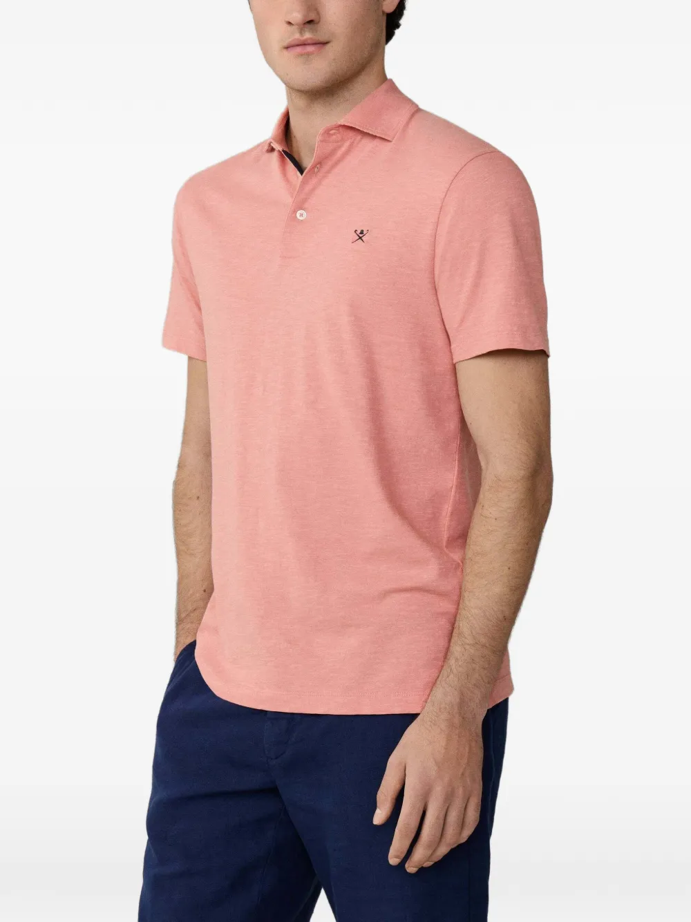 Hackett London Poloshirt van katoen-linnen met geborduurd logo Roze
