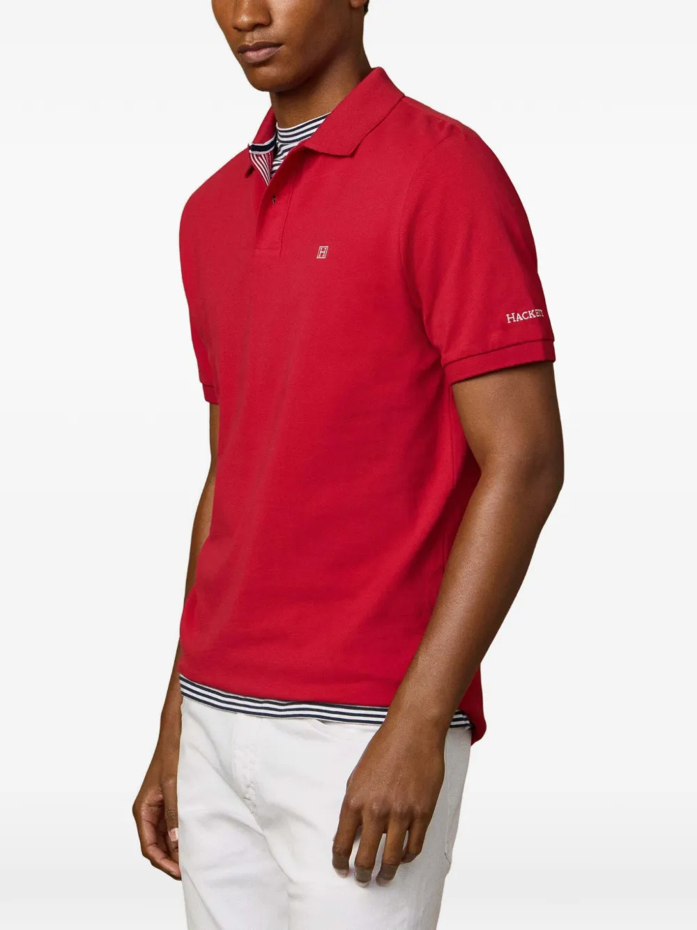 Hackett London Poloshirt met gestreepte afwerking en geborduurd logo Rood