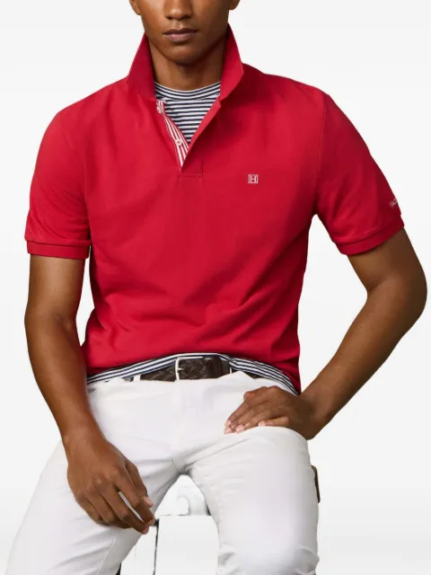 Hackett London stripe-trim logo-embroidered polo shirt