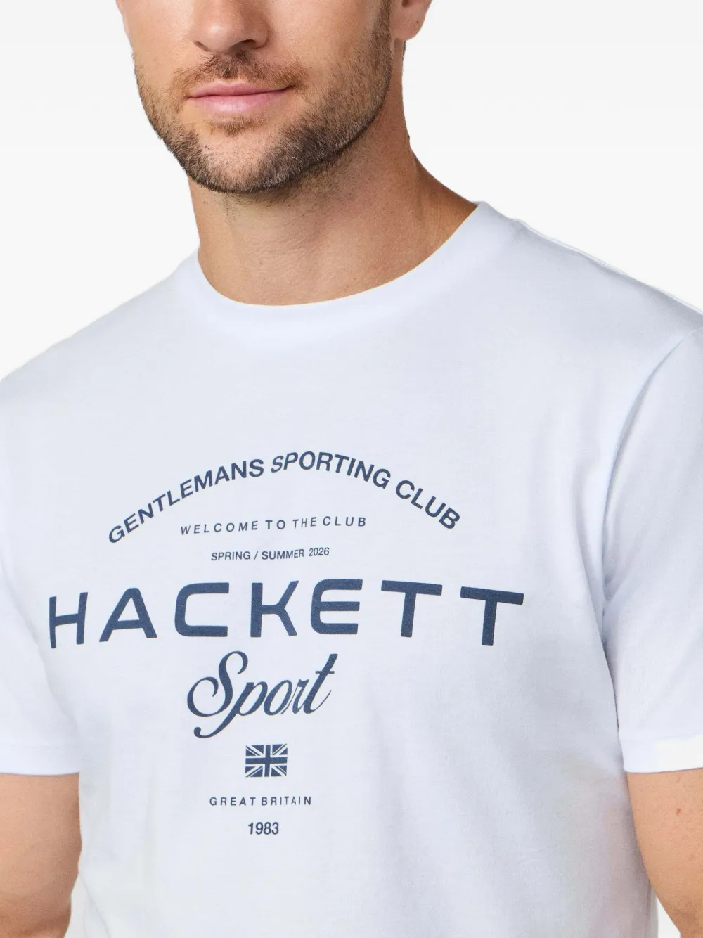 Hackett London Katoenen T-shirt met logoprint Wit