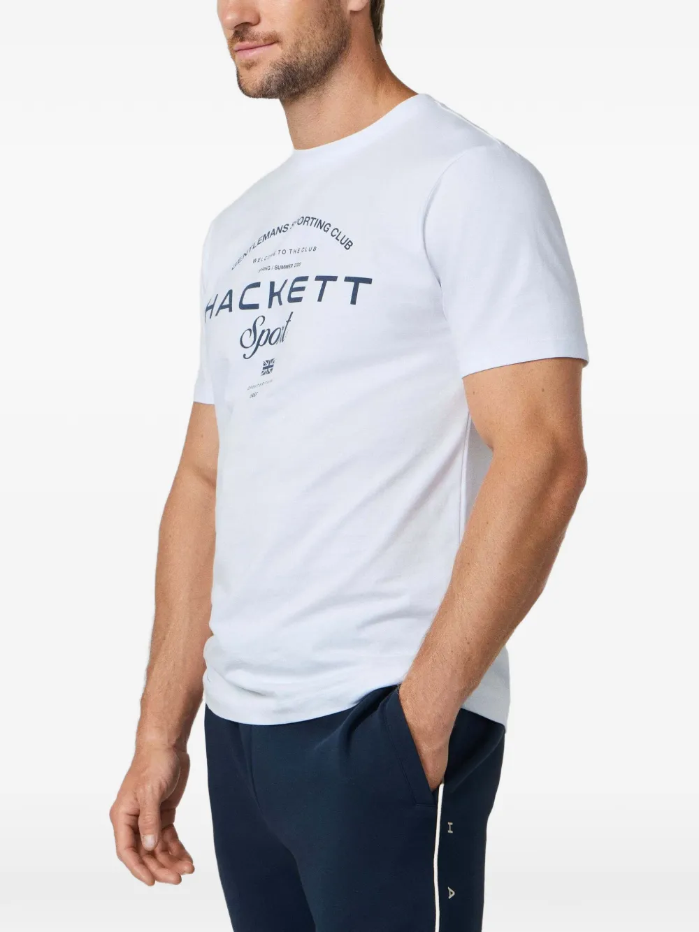 Hackett London Katoenen T-shirt met logoprint Wit