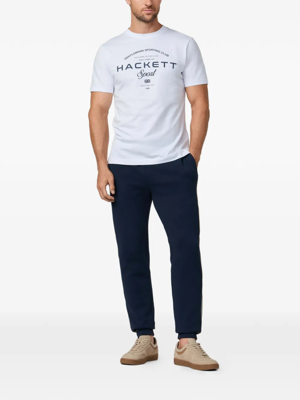 Hackett London Katoenen T-shirt met logoprint Wit