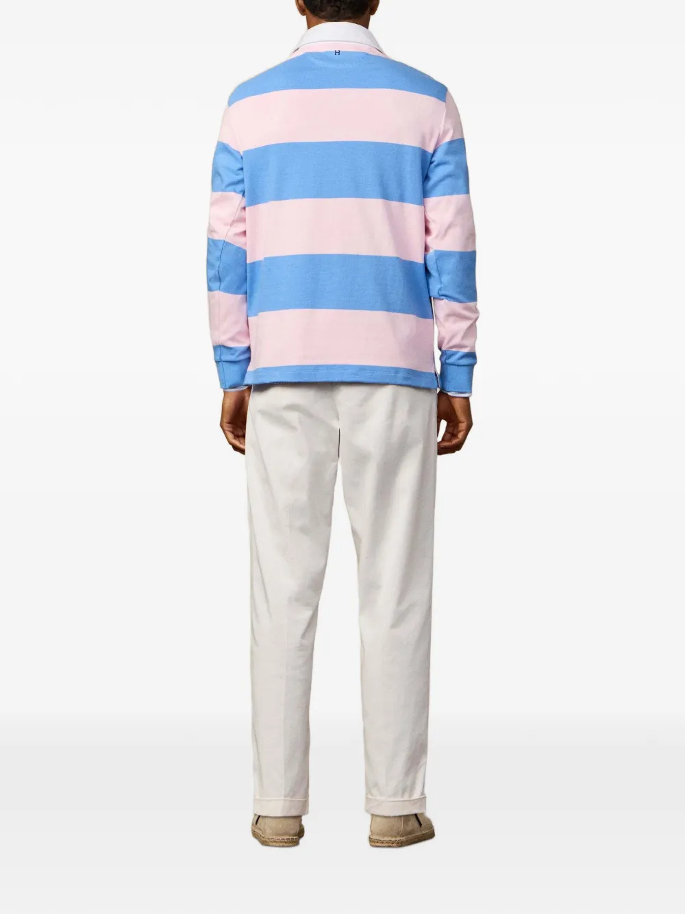 Hackett London Gestreept katoenen-jersey rugby shirt Roze