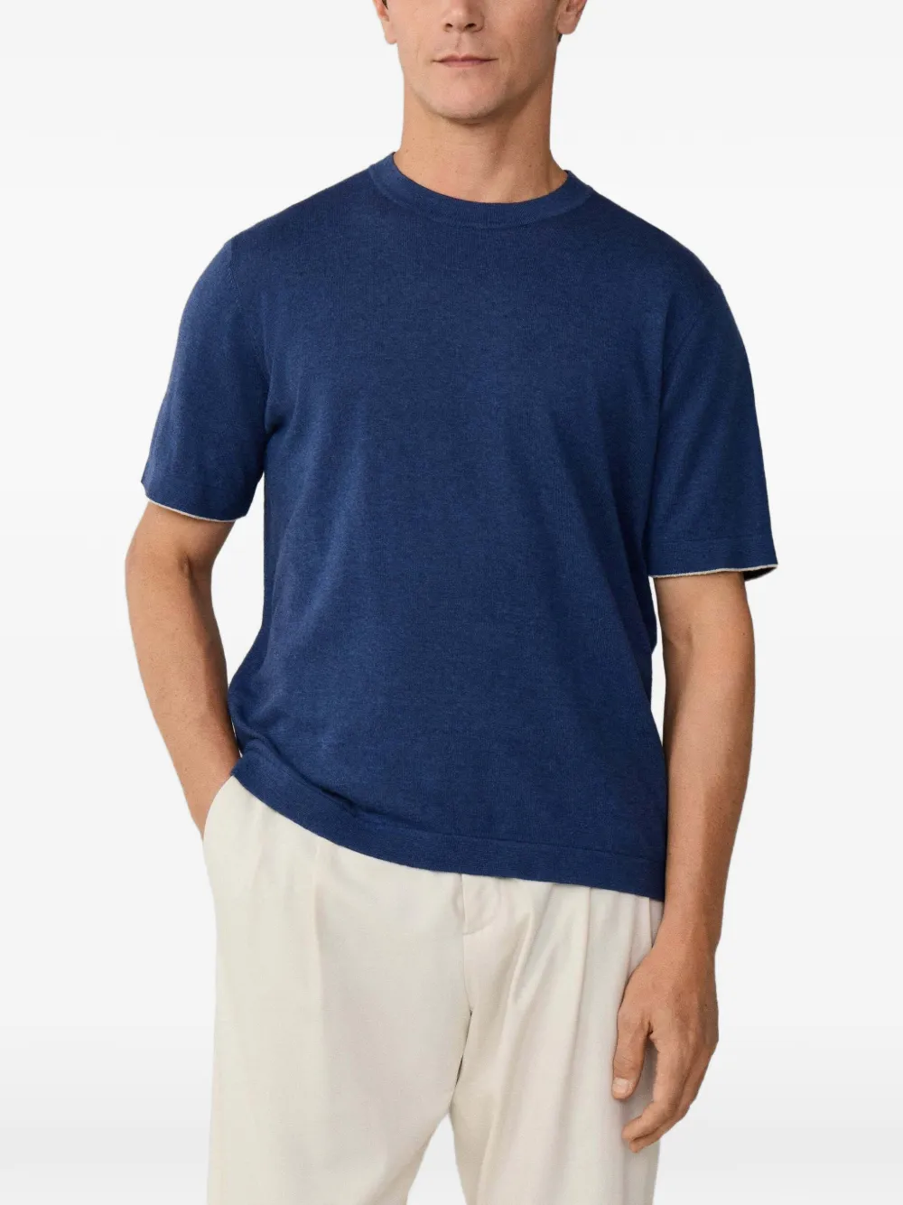 Hackett Short-sleeves Knitted T-shirt In Blue