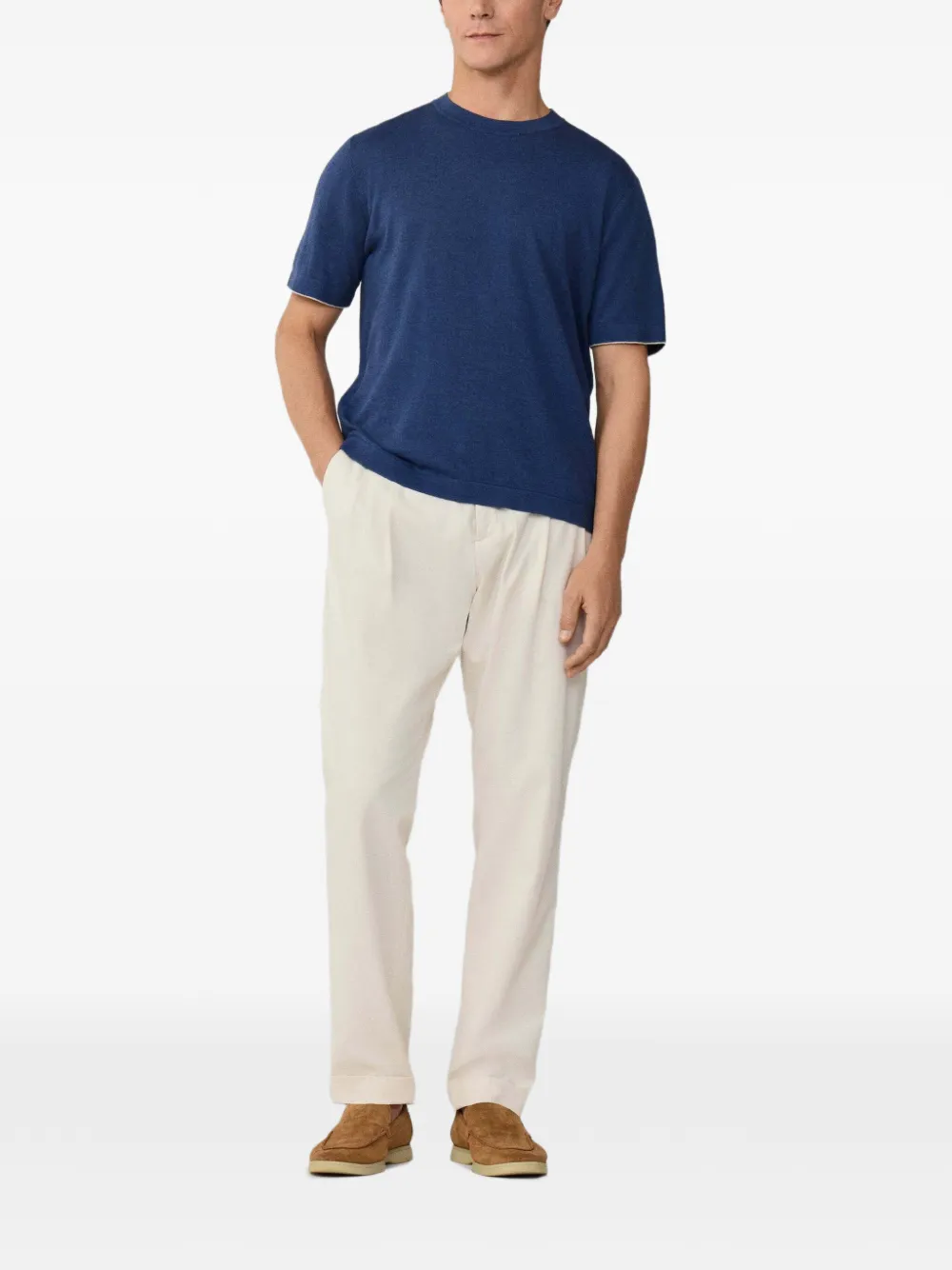 Hackett London Gebreid T-shirt Blauw