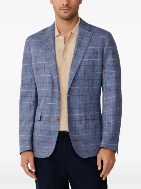Hackett London tattersall-check single-breasted silk blazer