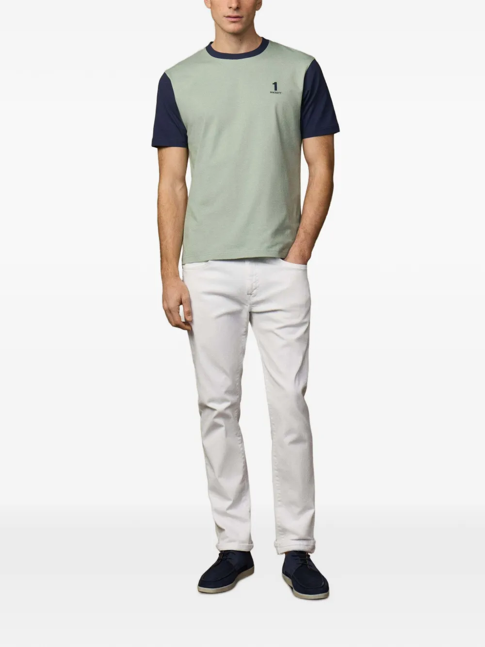 Hackett London T-shirt met colourblocking Groen