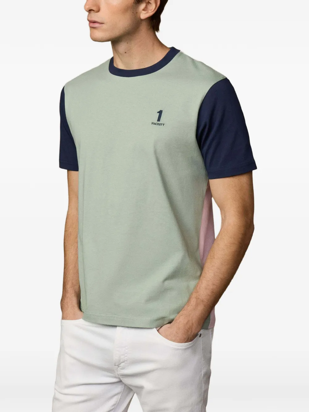 Hackett London T-shirt met colourblocking Groen