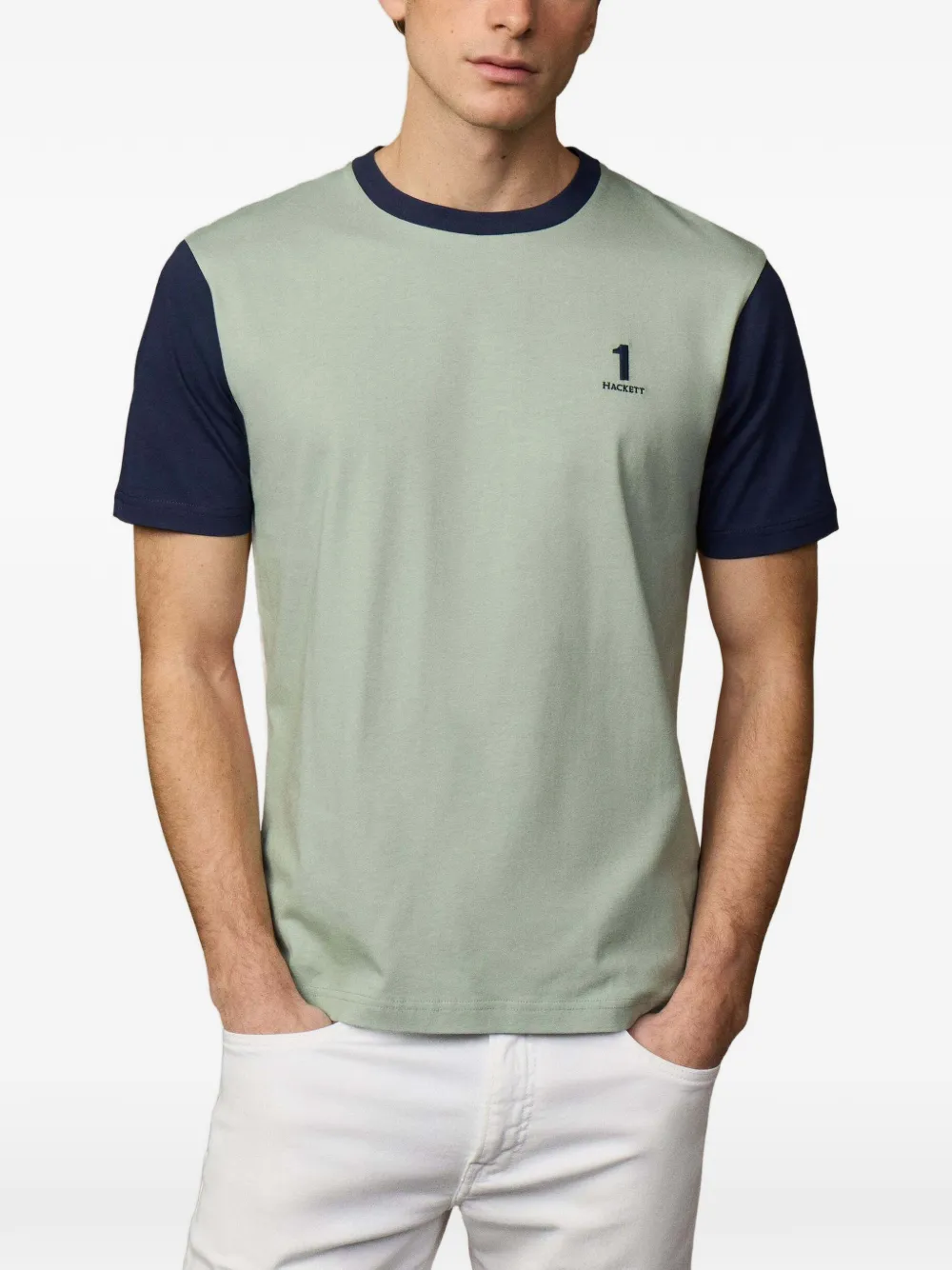 Hackett Colour-block Print T-shirt In Green