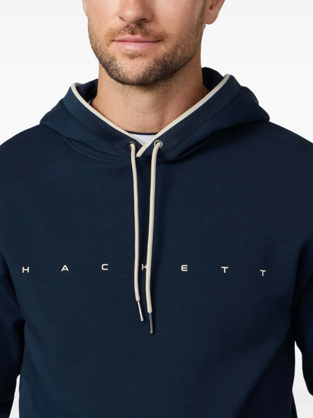 Hackett London logoprint Interlock hoodie Blauw