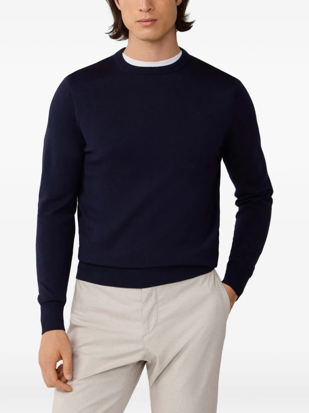 Hackett Embroidered Crew-neck Sweater In Blue