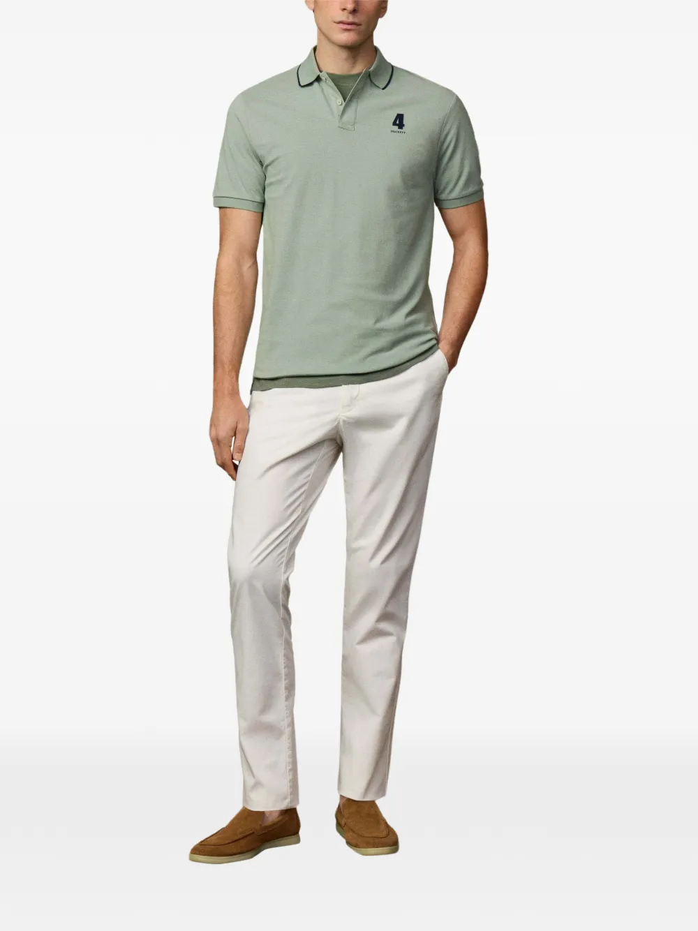 Hackett London Poloshirt met afwerking en logoprint Groen