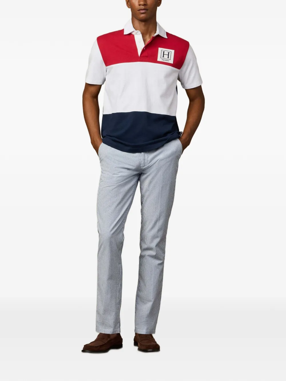 Hackett London Poloshirt met colourblocking Rood