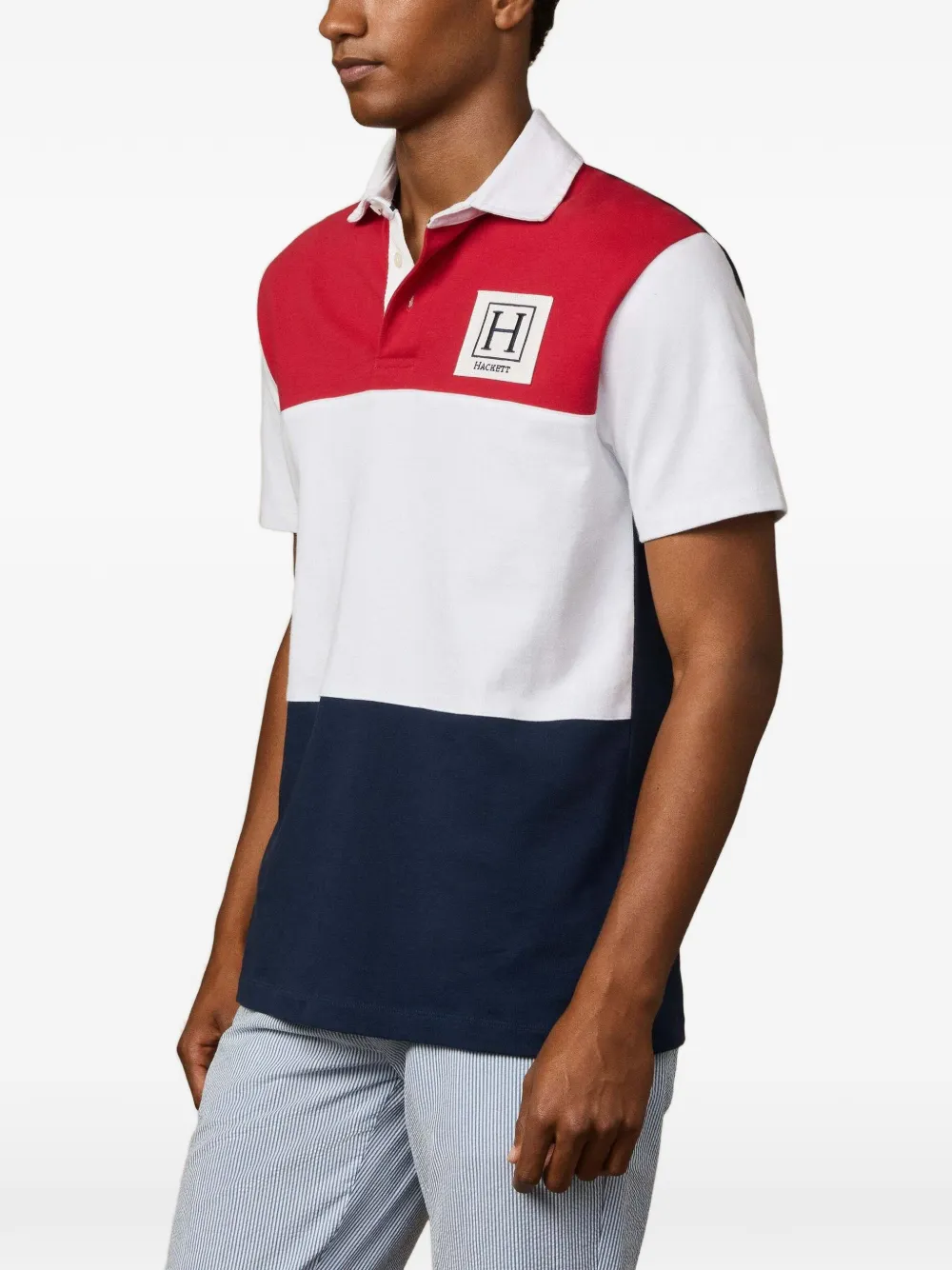 Hackett London Poloshirt met colourblocking Rood