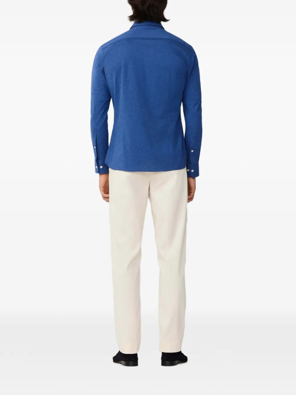 Hackett London Piqué jersey overhemd met Kent kraag Blauw