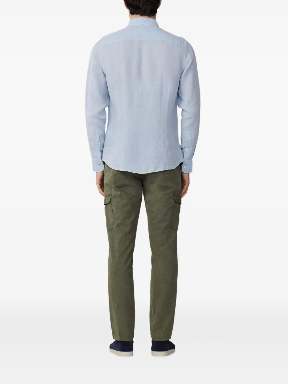 Hackett London Brompton button-down linnen overhemd Blauw