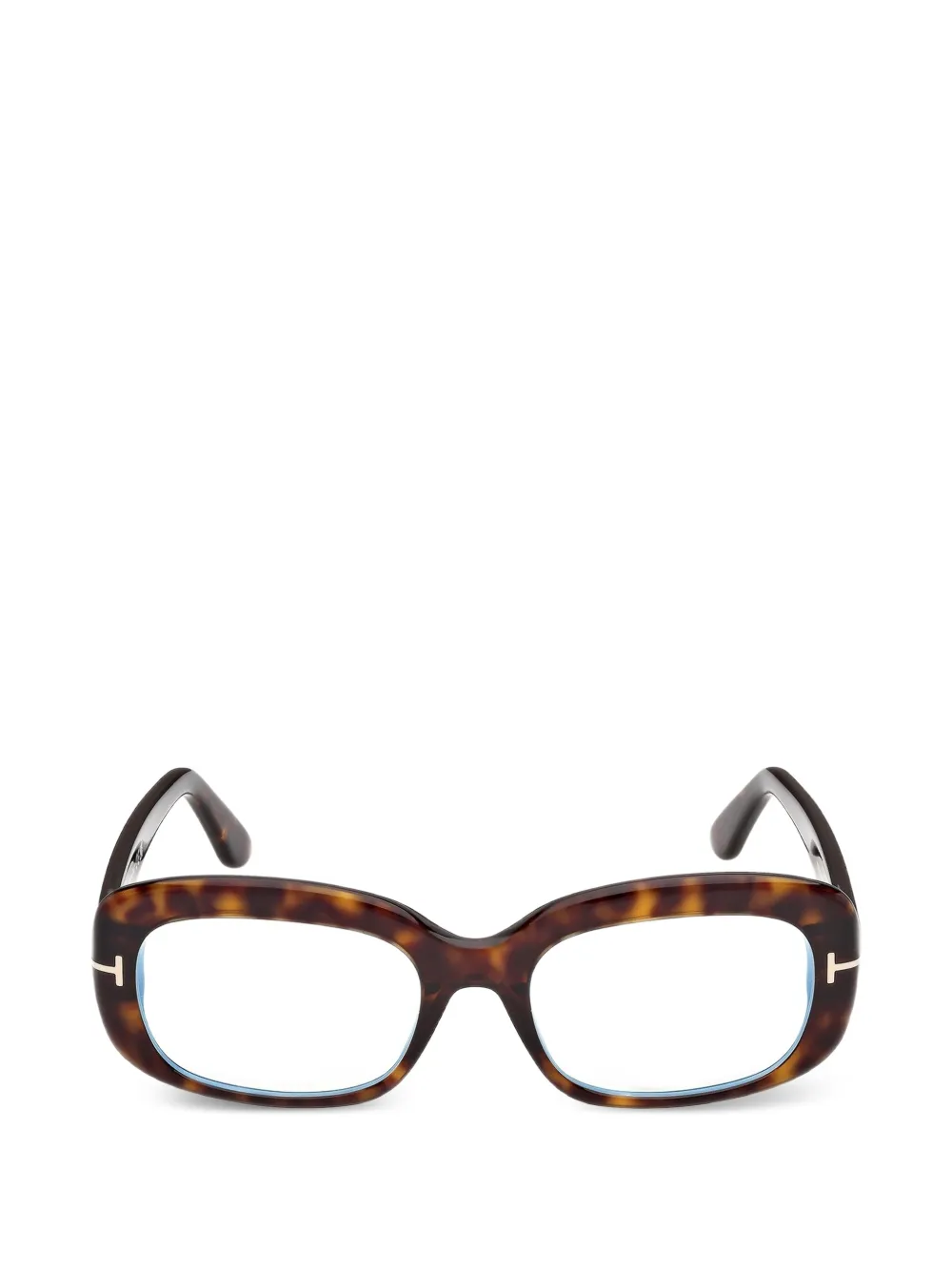 TOM FORD Eyewear tortoiseshell-effect rectangle-frame glasses - Marrone