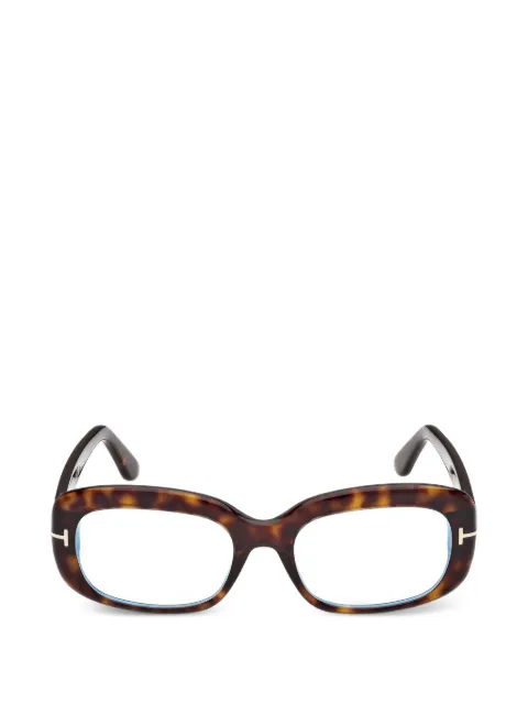 TOM FORD Eyewear tortoiseshell-effect rectangle-frame glasses