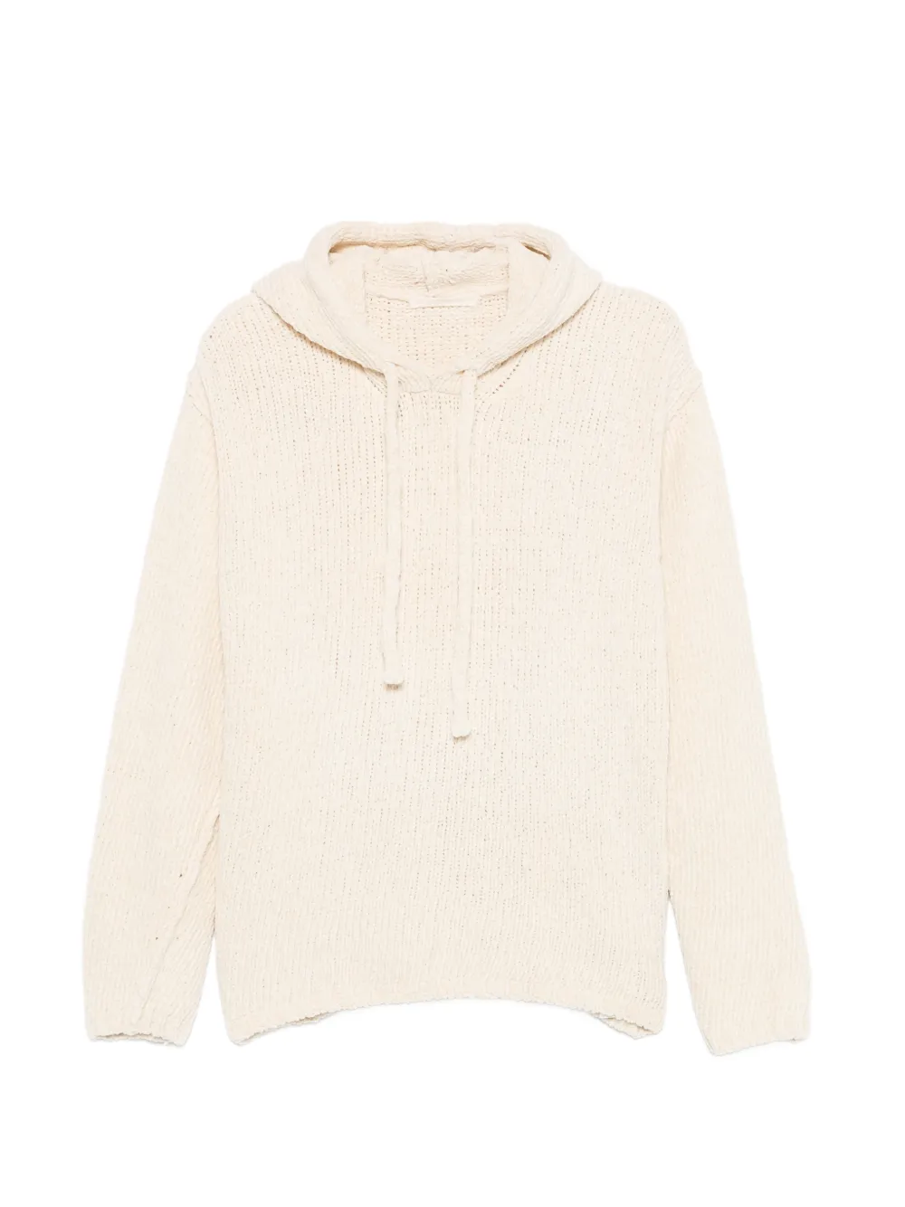 Ten C ribbed-knit drawstring hoodie - Nude