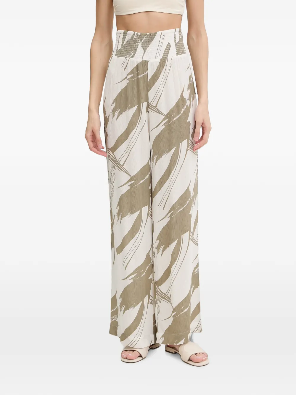 DKNY abstract-print smocked trousers - Toni neutri