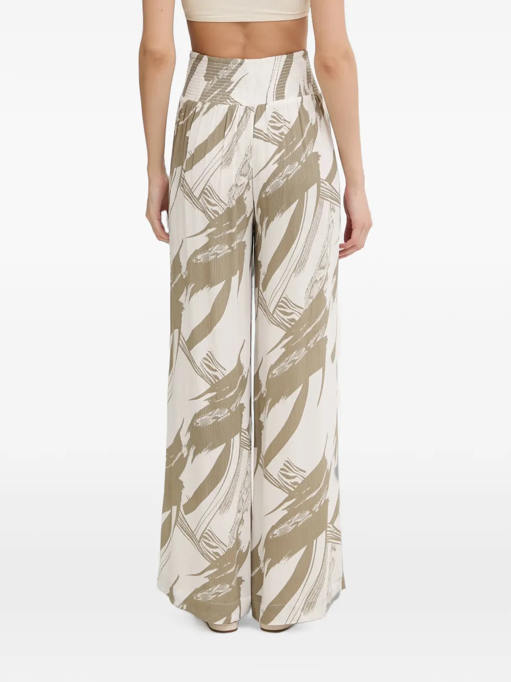 DKNY Gesmockte broek met abstracte print Beige