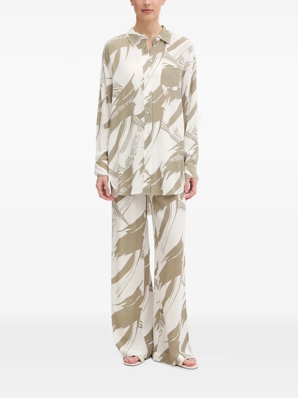 DKNY Gesmockte broek met abstracte print Beige
