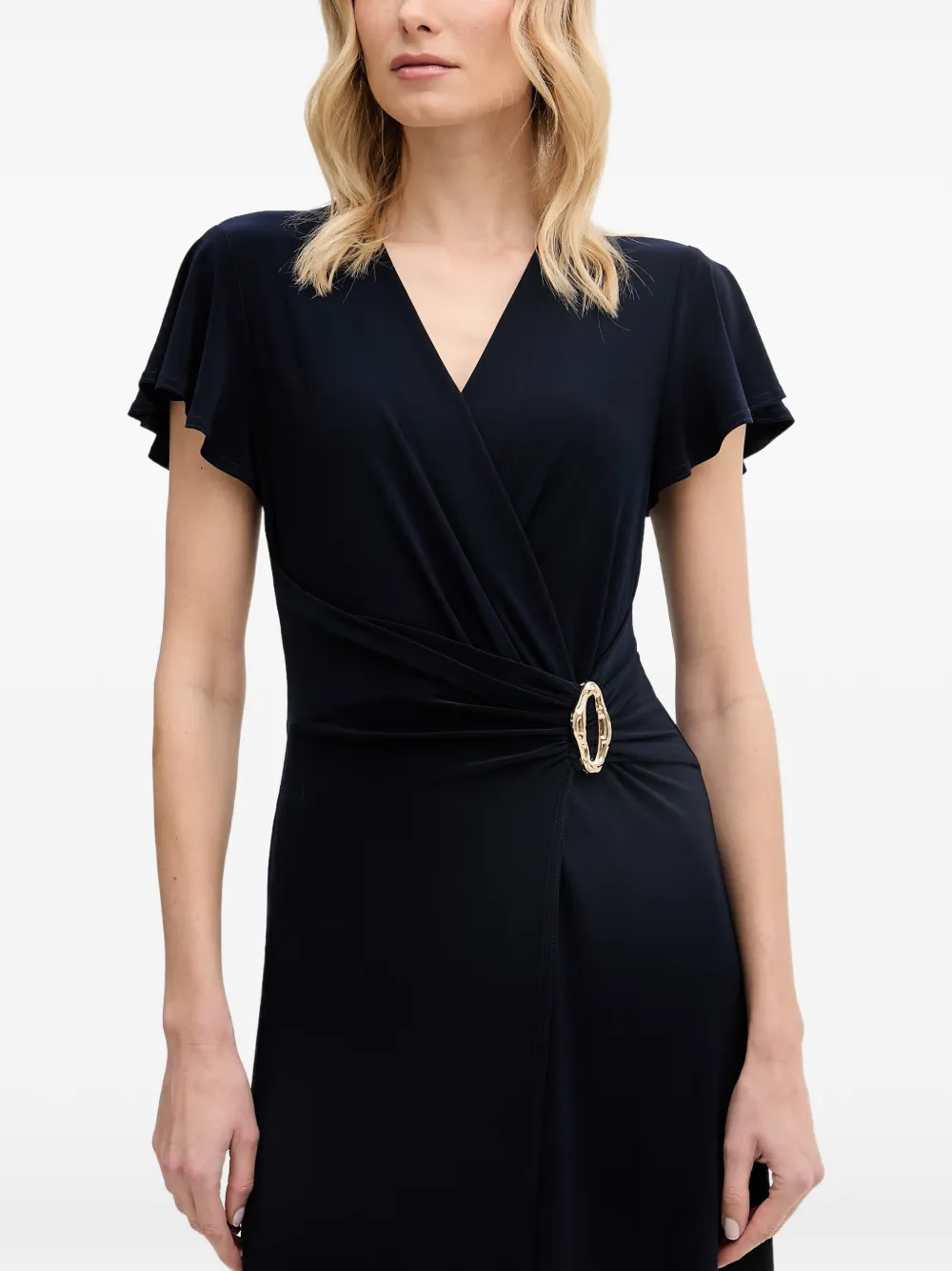 Joseph Ribkoff midi-jurk met gespdetail en wikkelstijl Blauw
