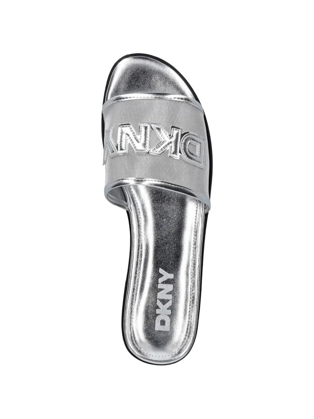 DKNY logo-patch mesh sandals Zilver