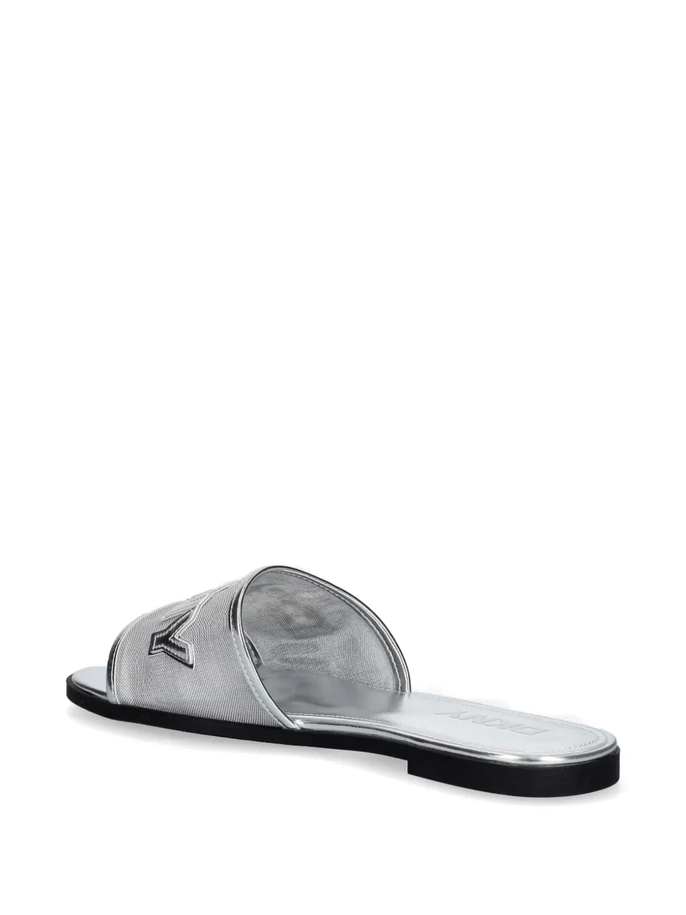 DKNY logo-patch mesh sandals Zilver