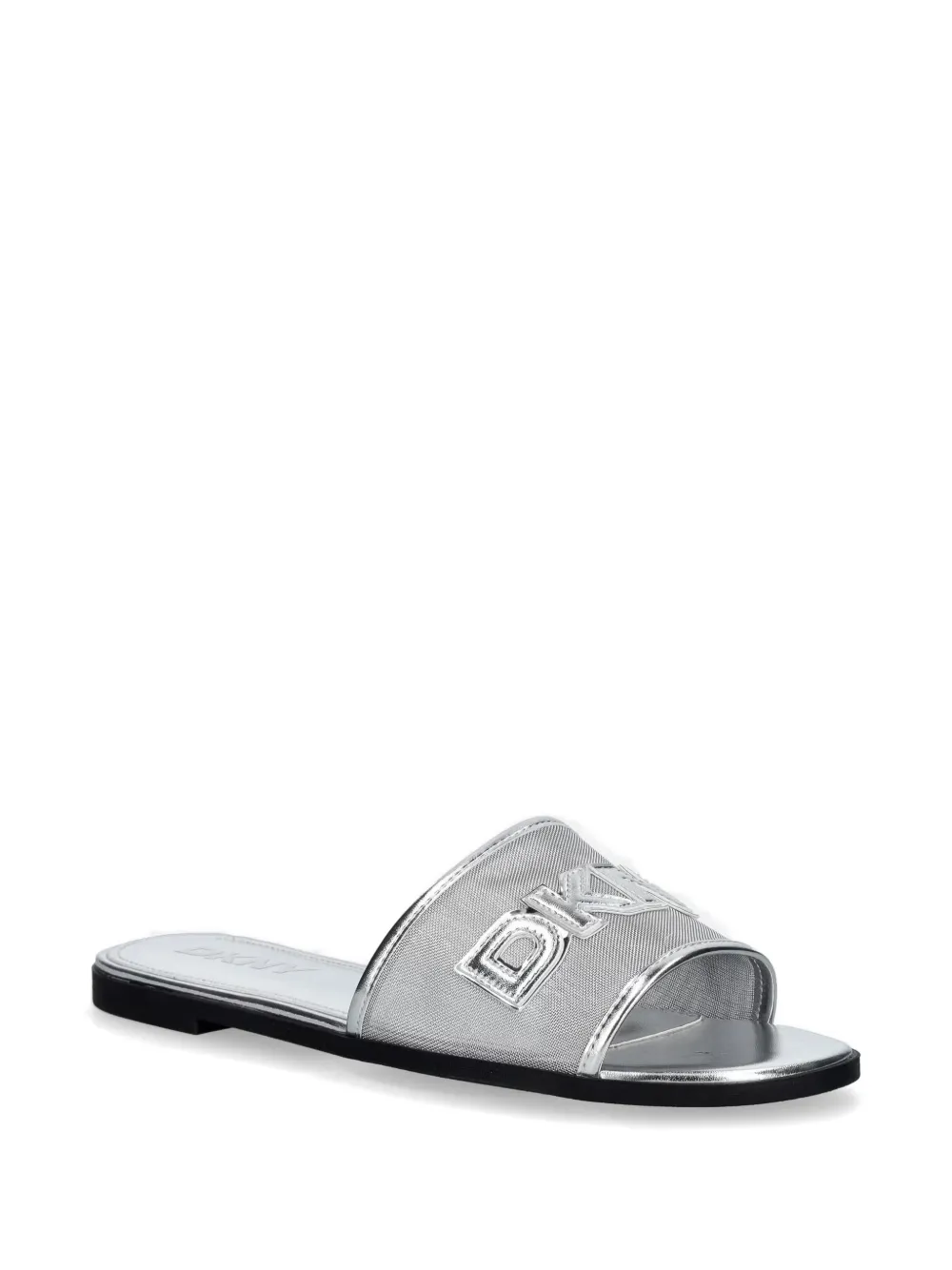 DKNY logo-patch mesh sandals Zilver