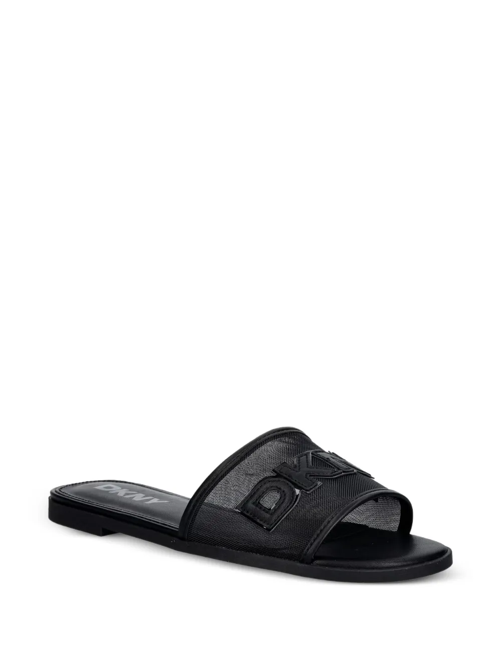 DKNY logo-patch mesh sandals Zwart