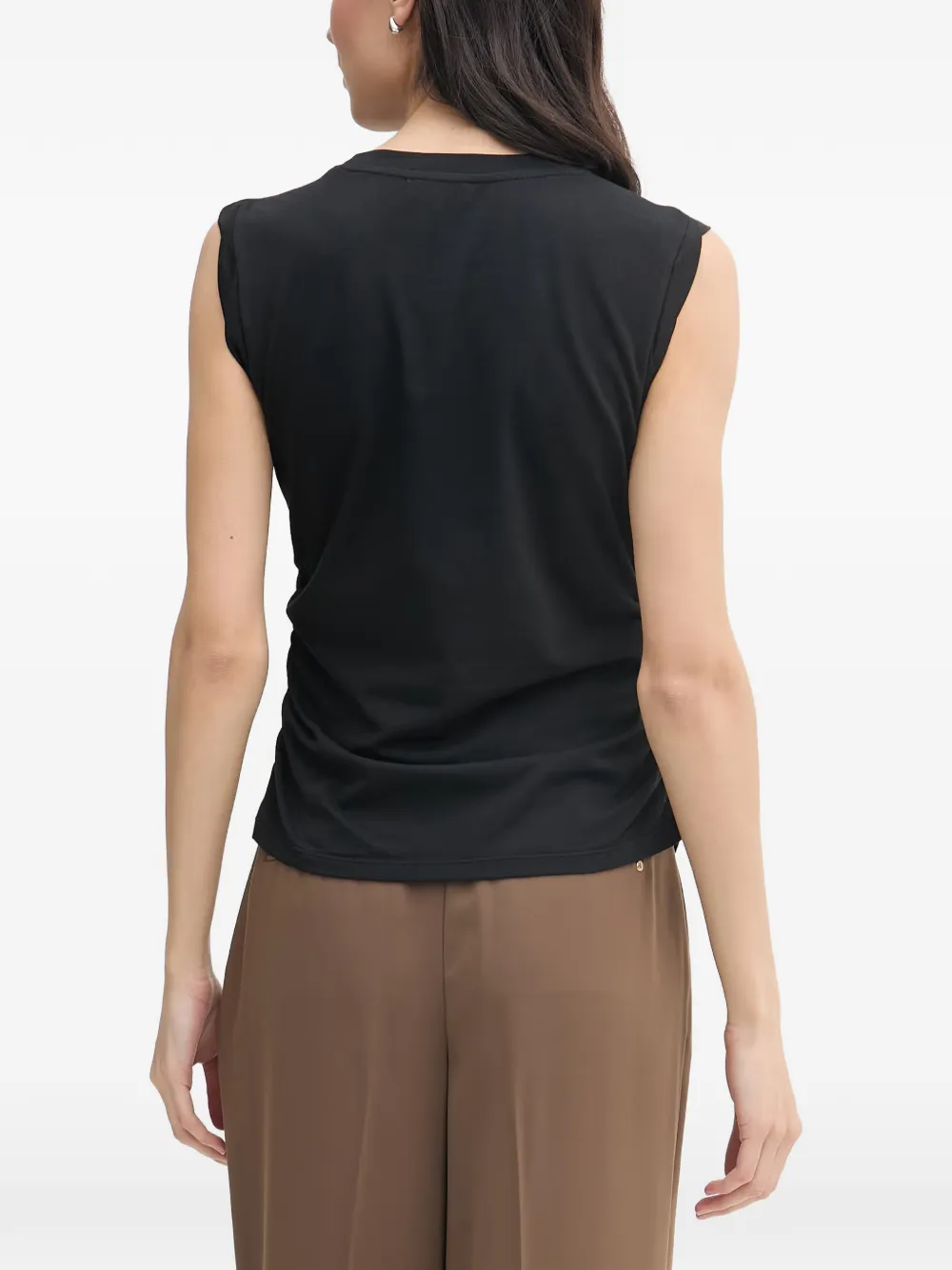 DKNY T-shirt met ruches en logoprint Zwart