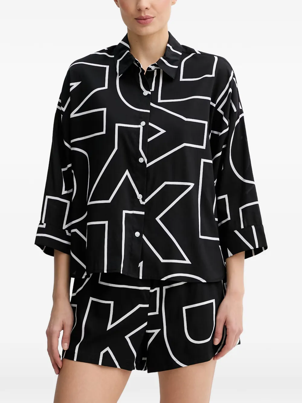 DKNY logo-print pajamas - Black