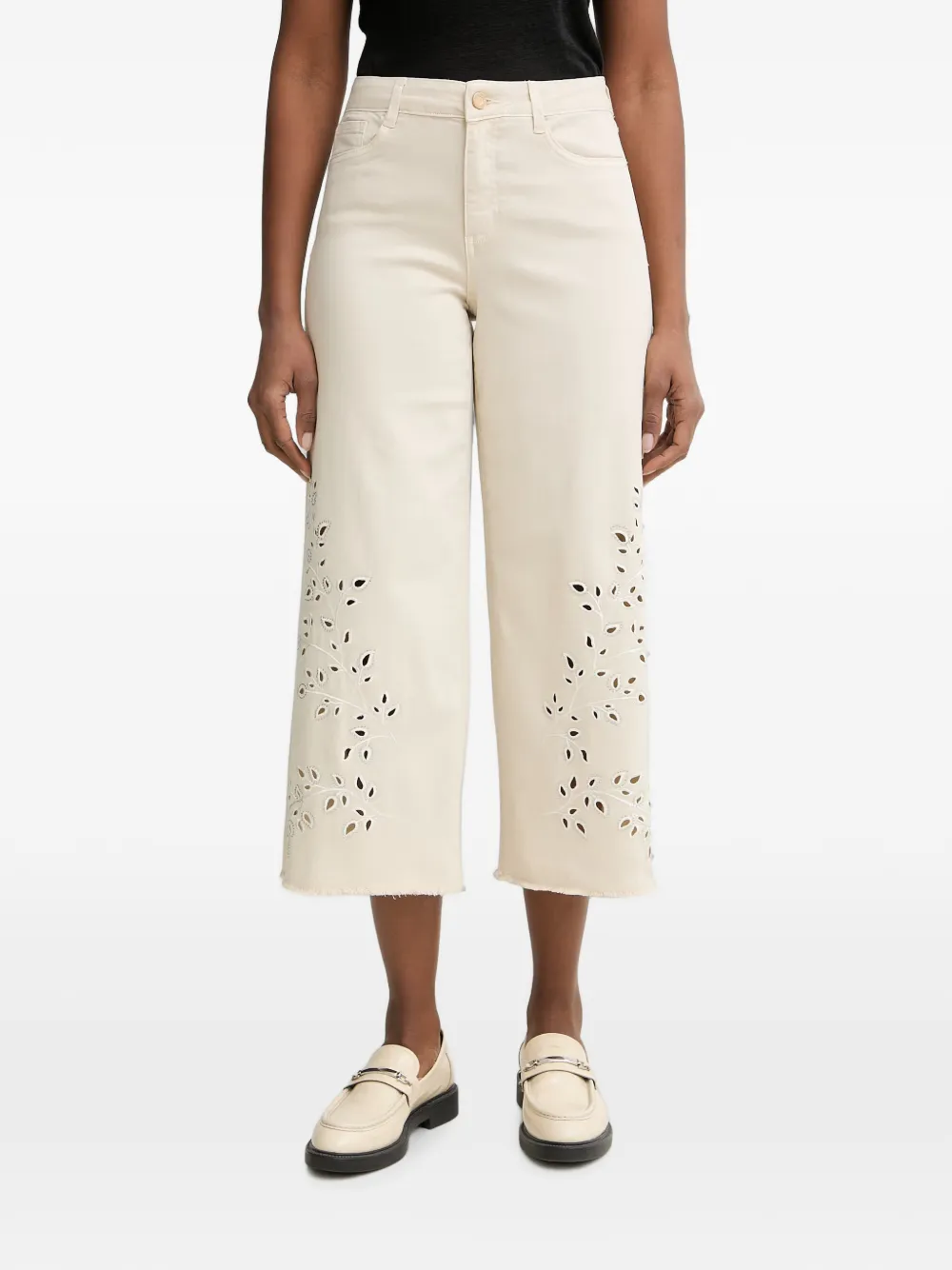 Joseph Ribkoff broderie-anglaise frayed-hem jeans - Toni neutri