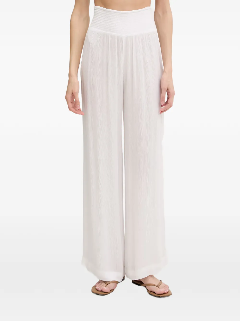 DKNY smocked-waistband pleated trousers - Bianco