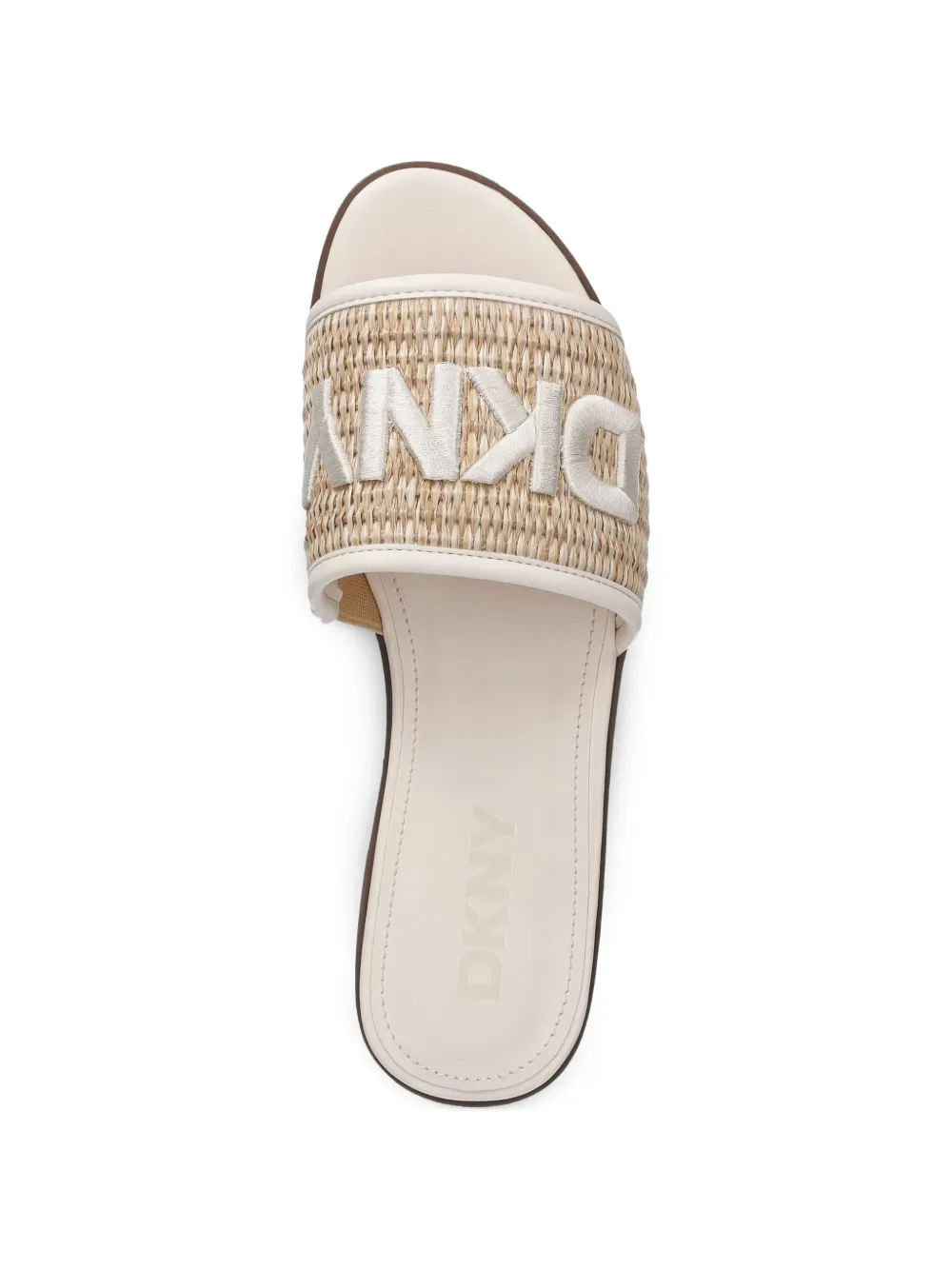 DKNY logo-embroidered woven sandals Beige