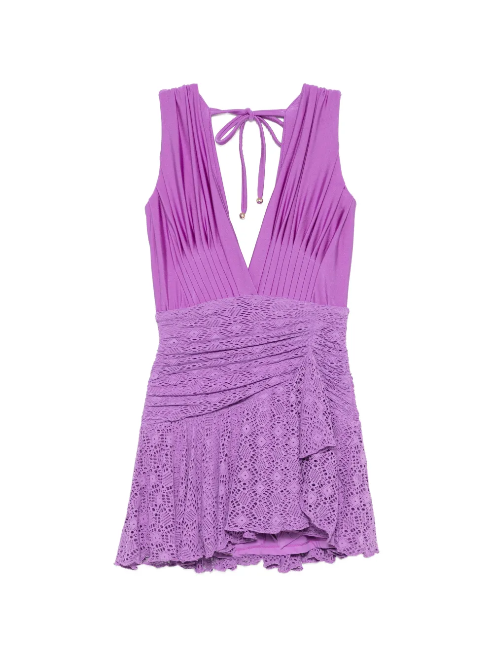 PatBO Sirena lace-panelled mini dress - Viola