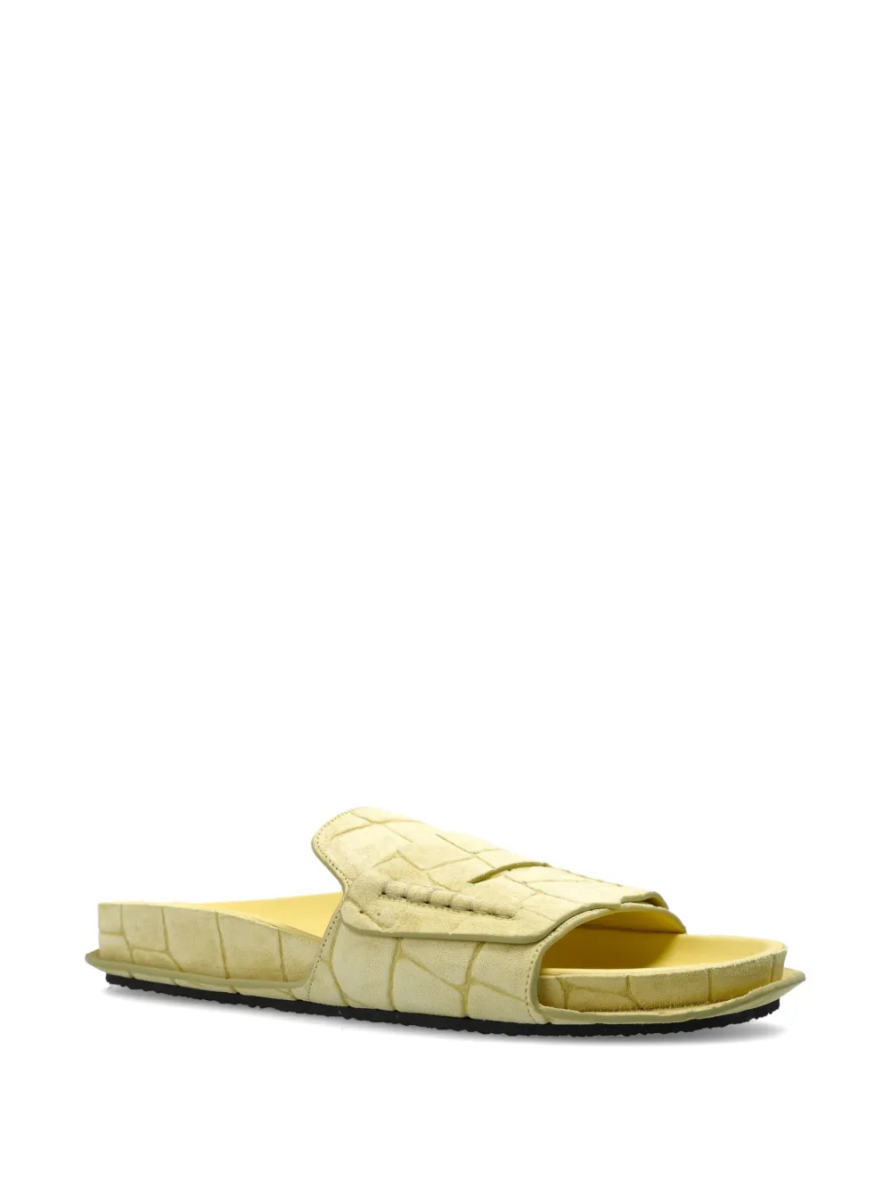 Jacquemus croc-effect leather flat sandals Geel