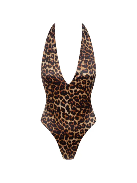 Maison Close leopard-print halterneck swimsuit