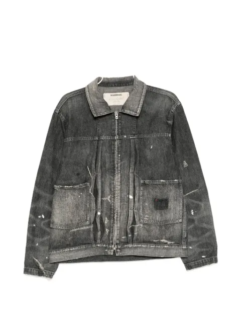 Neighborhood distressed paint-splatter denim jacket