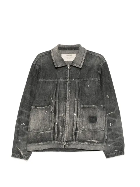 Neighborhood distressed paint-splatter denim jacket