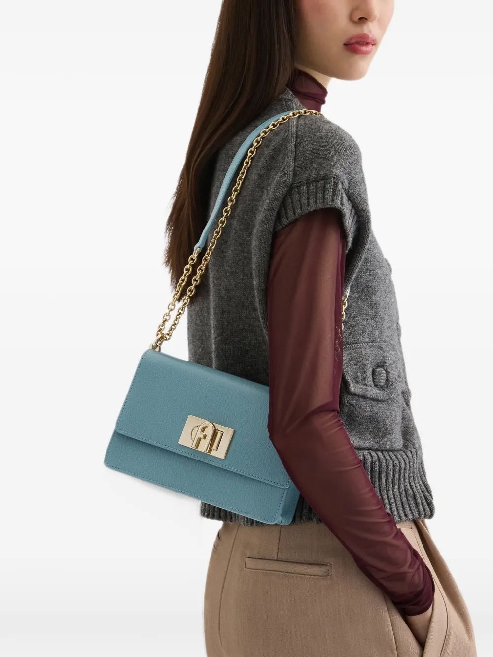 Furla 1927 kleine tas van bewerkt leer Blauw