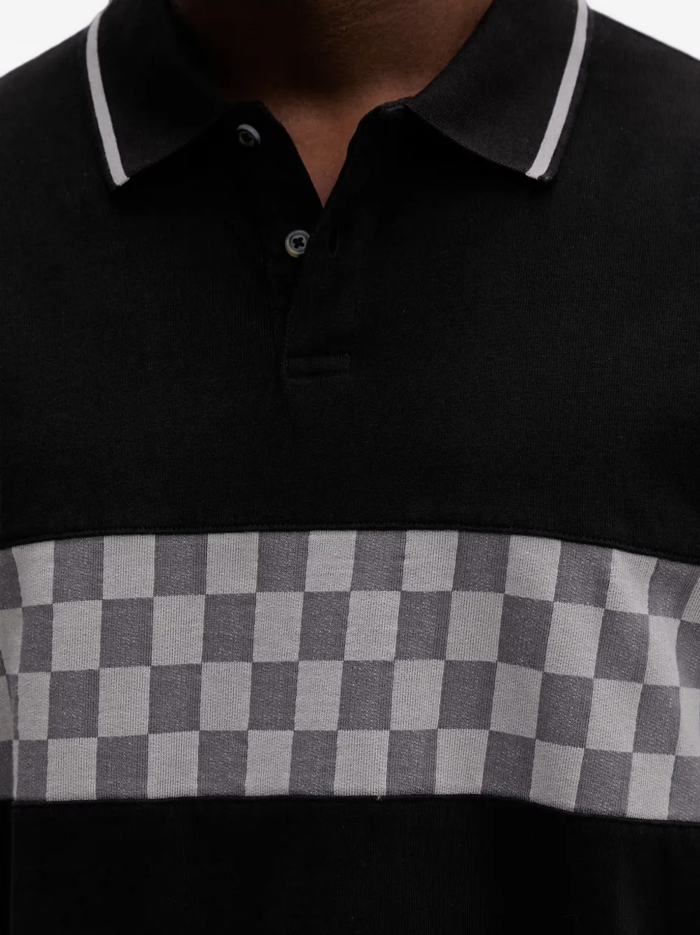 Vans Medford geruit poloshirt met lange mouwen Zwart