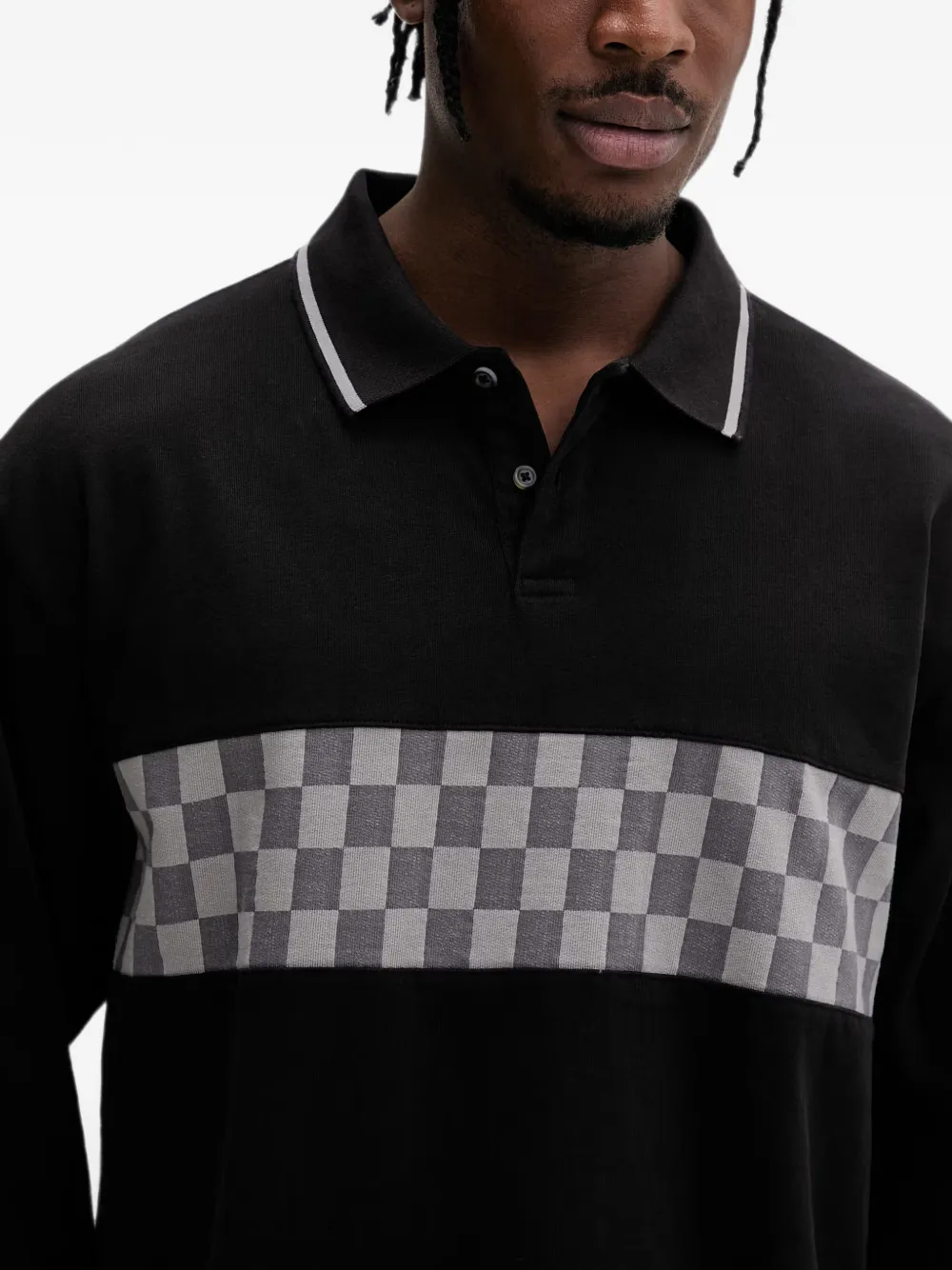 Vans Medford geruit poloshirt met lange mouwen Zwart