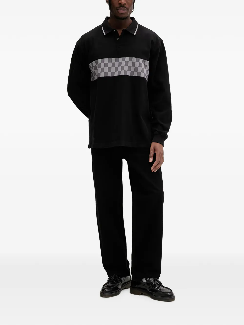 Vans Medford geruit poloshirt met lange mouwen Zwart