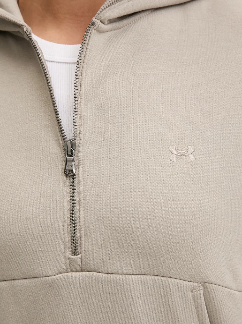 Under Armour Icon hoodie met halve rits en buidelzak Beige