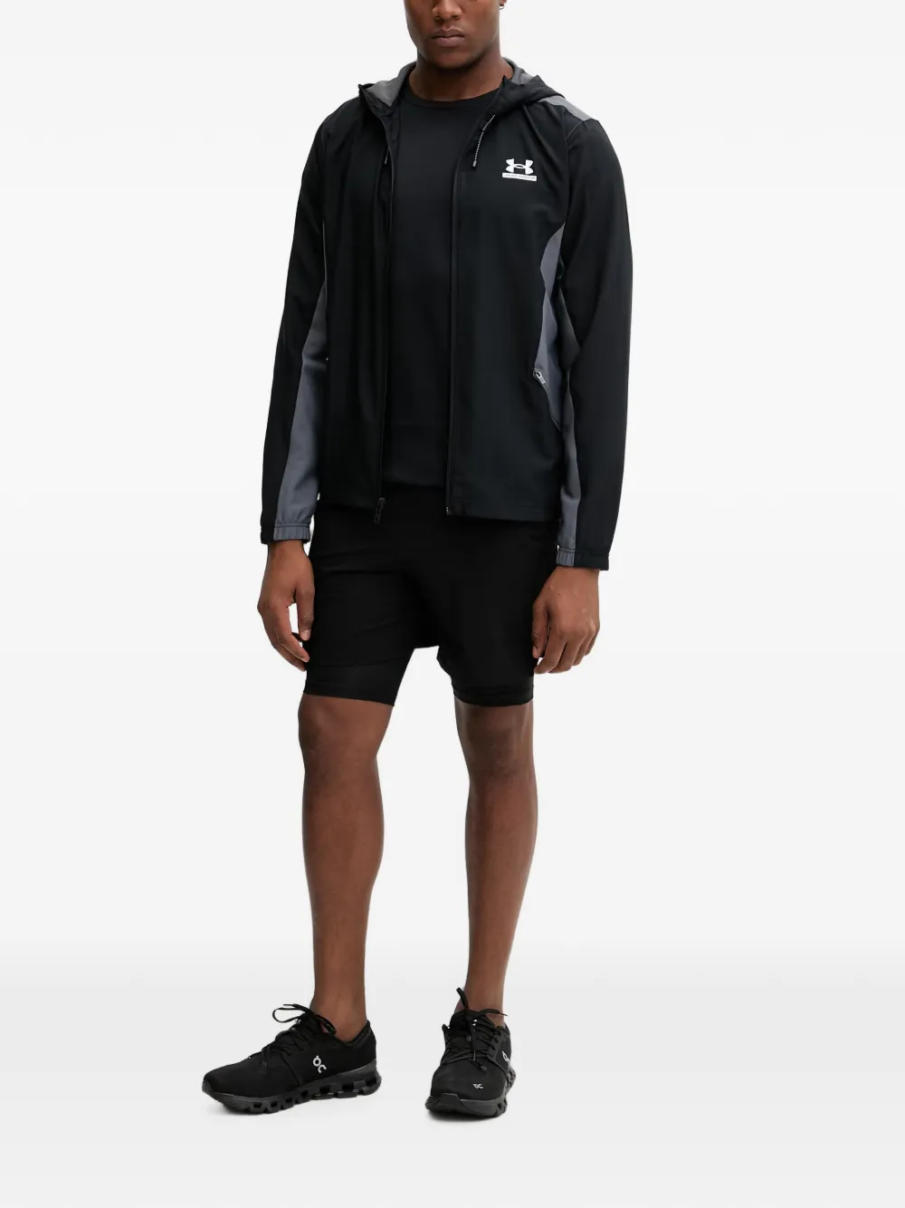 Under Armour Tech™ Sport Woven jack met capuchon met trekkoord en colourblocking Zwart